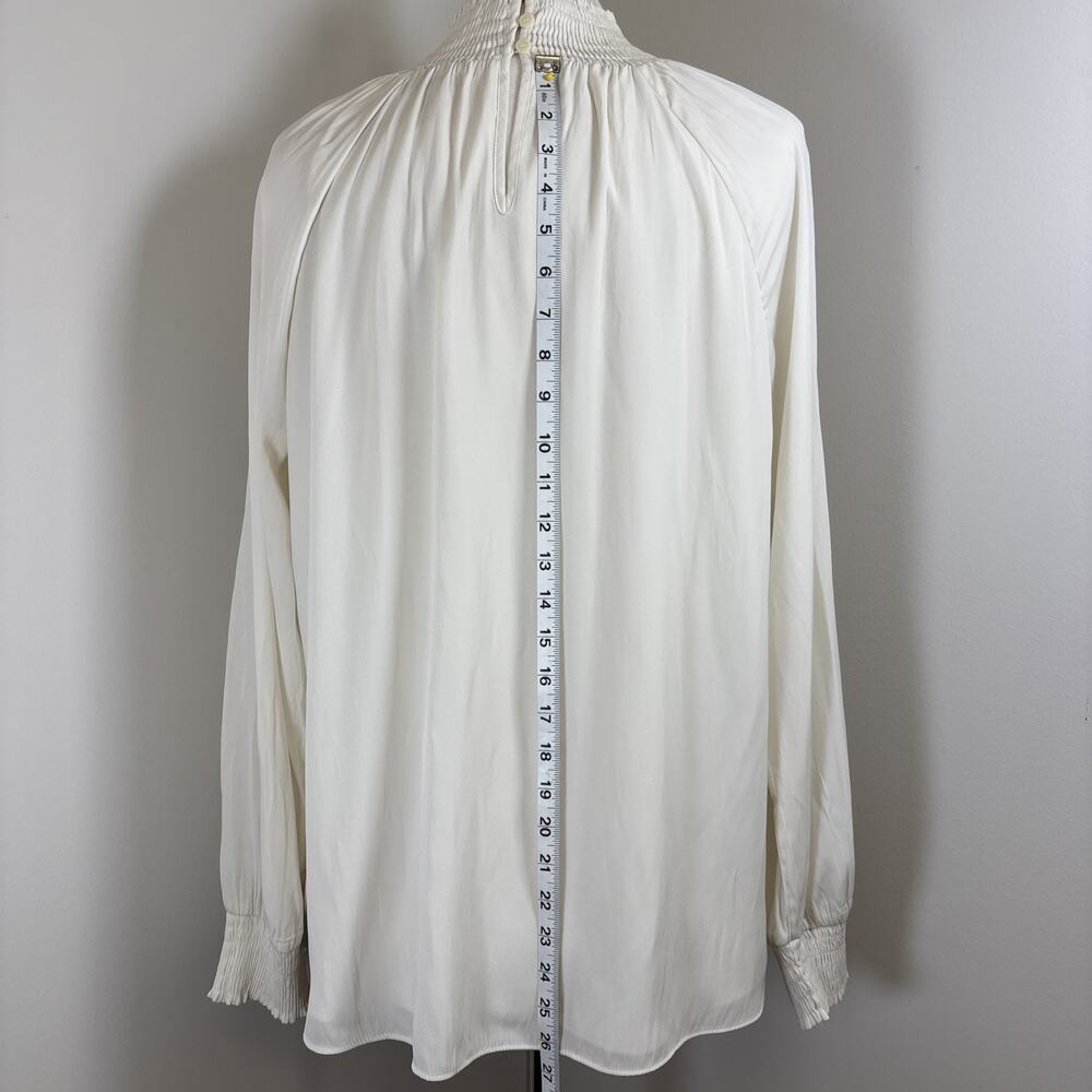 Chicos White Smocked Neck Victorian Poet Shirt M Ren Faire Cottage - Picture 5 of 16
